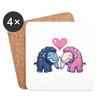 Mammut Comic Paar Liebe - Untersetzer (4er-Set) - Weiß - Vorne