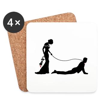 Hochzeit Brautpaar Leine - Untersetzer (4er-Set) - Weiß - Vorne