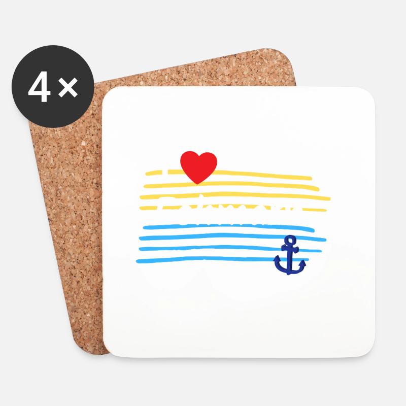 Ich liebe Fehmarn Küstenlook - Untersetzer (4er-Set) - Weiß