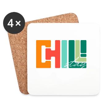 Chill Stay: Palette rétro géométrique - Dessous de verre (lot de 4) - blanc - Devant