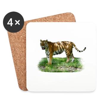The tiger is a big cat that is common in Asia - Coasters (set of 4) - white - Front