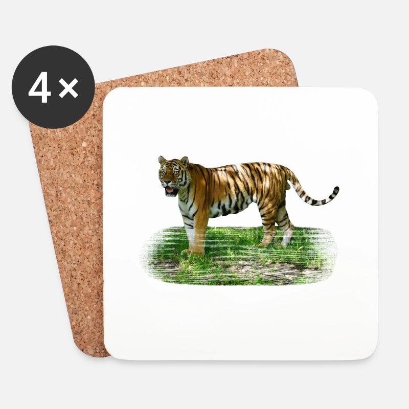 Der Tiger ist eine in Asien verbreitete Großkatze - Untersetzer (4er-Set) - Weiß