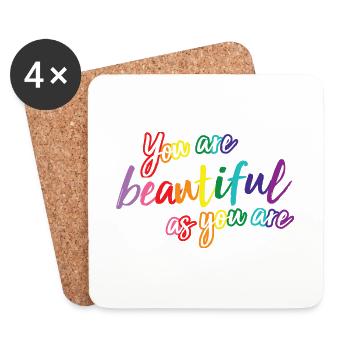 LGBTQ+ Pride Beautiful Homo Rainbow You Are - Coasters (set of 4) - white - Front