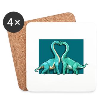 Brachiosaurus Dinosaurier Herz Paar Liebe - Untersetzer (4er-Set) - Weiß - Vorne