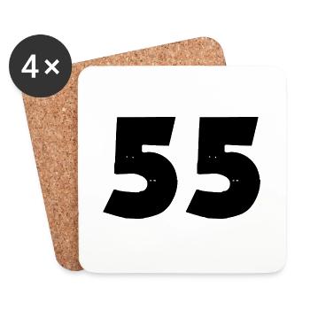 55 Zahl - Untersetzer (4er-Set) - Weiß - Vorne