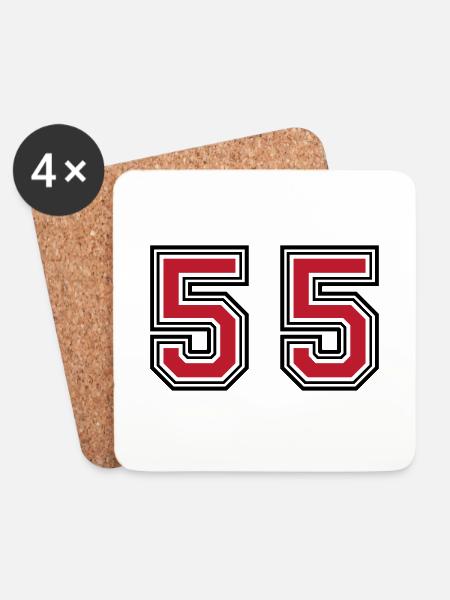 55 Zahl Symbol - Untersetzer (4er-Set) - Weiß