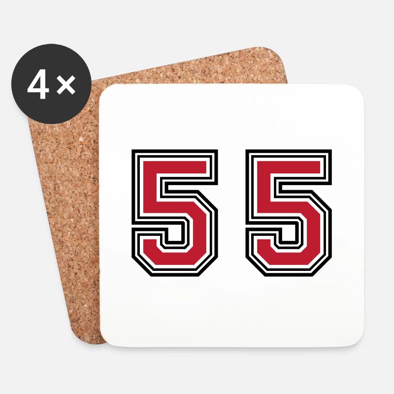 55 Zahl Symbol - Untersetzer (4er-Set) - Weiß