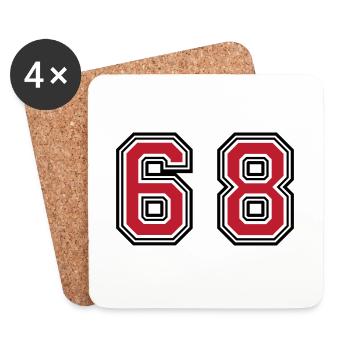 68 Zahl Symbol - Untersetzer (4er-Set) - Weiß - Vorne