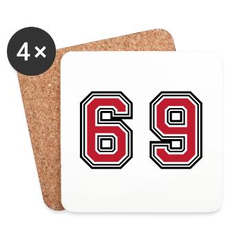 69 Symbole numérique - Dessous de verre (lot de 4) - blanc - Devant