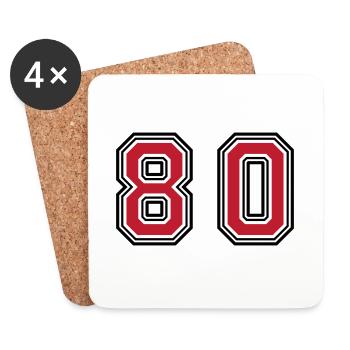 80 Zahl Symbol - Untersetzer (4er-Set) - Weiß - Vorne