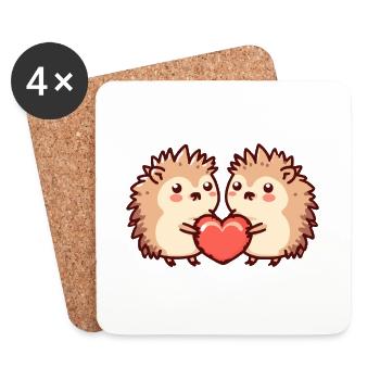 Hedgehog Couple Love Couple In Love - Coasters (set of 4) - white - Front