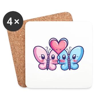 Butterfly Couple Love Couple In Love - Coasters (set of 4) - white - Front