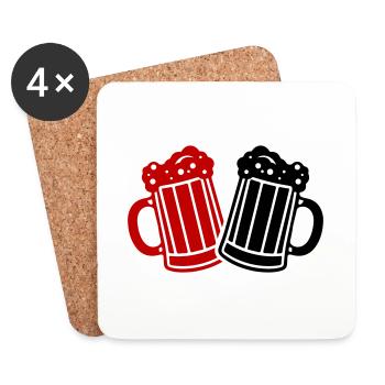 Chope de bière, symbole de la bière, bravo - Dessous de verre (lot de 4) - blanc - Devant