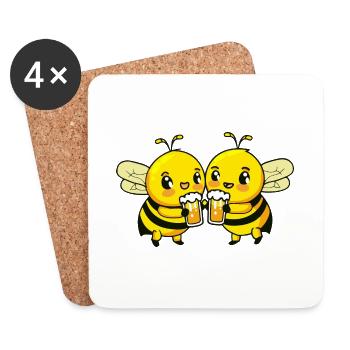 Bee Beer Funny Booze - Coasters (set of 4) - white - Front