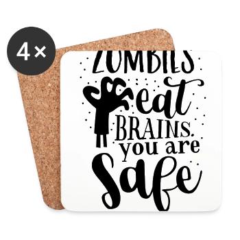 Zombies cadeau monstre halloween cerveau vilain - Dessous de verre (lot de 4) - blanc - Devant