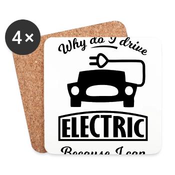 Les voitures électriques - Dessous de verre (lot de 4) - blanc - Devant