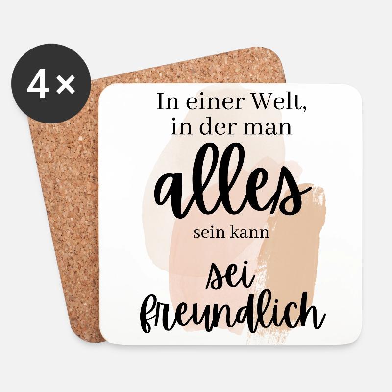 freundlich POSITIVE EINSTELLUNG MINDSET Motivation - Untersetzer (4er-Set) - Weiß