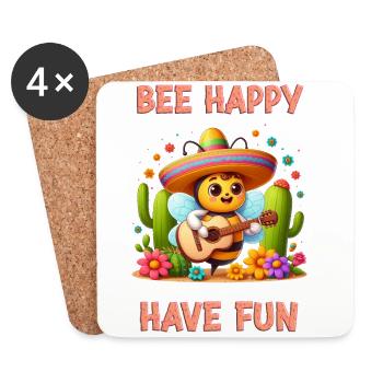 Bee Happy - Have Fun 6 - Untersetzer (4er-Set) - Weiß - Vorne