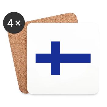 Drapeau national de la Finlande - Dessous de verre (lot de 4) - blanc - Devant