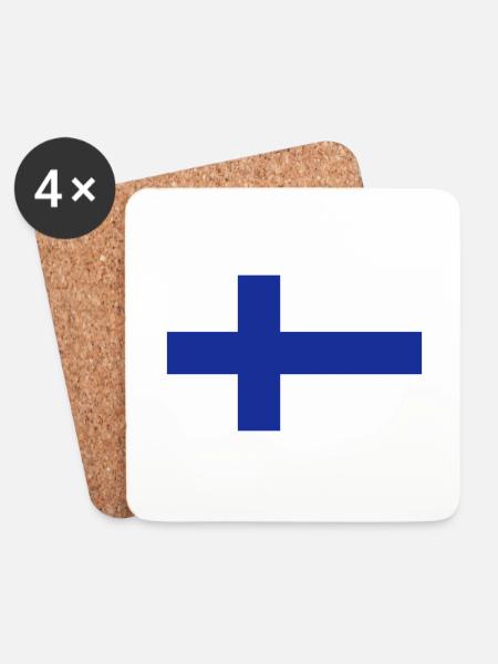 Nationalflagge von Finnland - Untersetzer (4er-Set) - Weiß