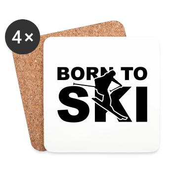 Born to ski - Untersetzer (4er-Set) - Weiß - Vorne