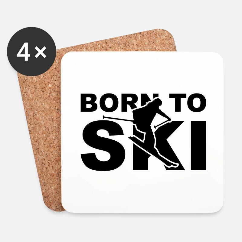 Born to ski - Untersetzer (4er-Set) - Weiß