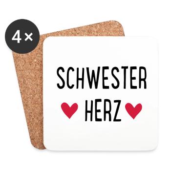 SCHWESTERHERZ - Untersetzer (4er-Set) - Weiß - Vorne