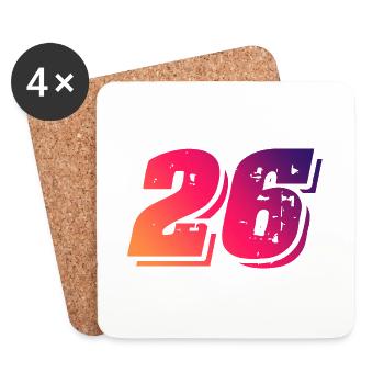 26 Zahl Symbol - Untersetzer (4er-Set) - Weiß - Vorne