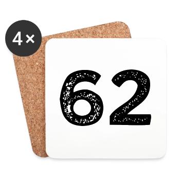 62 Zahl Trikot - Untersetzer (4er-Set) - Weiß - Vorne