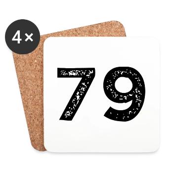 79 Zahl Trikot - Untersetzer (4er-Set) - Weiß - Vorne