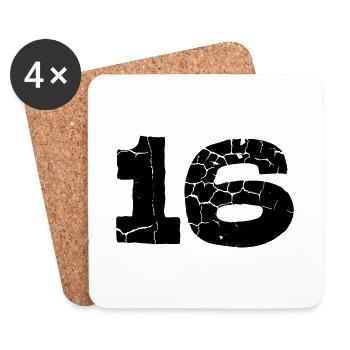 16 number jersey - Coasters (set of 4) - white - Front
