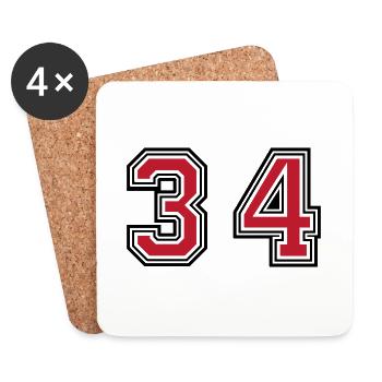 34 number symbol - Coasters (set of 4) - white - Front