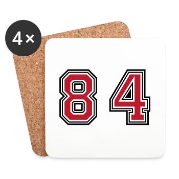 84 Symbole numérique - Dessous de verre (lot de 4) - blanc - Devant