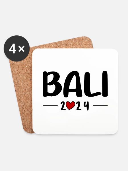 Bali 2024 Herz Reise - Untersetzer (4er-Set) - Weiß