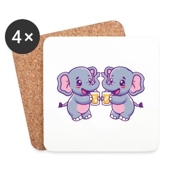 Elephant Comic Beer Funny Booze - Coasters (set of 4) - white - Front