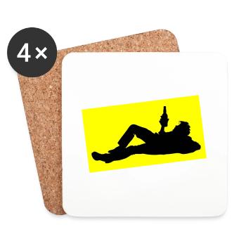 Drinking Beer Silhouette - Coasters (set of 4) - white - Front