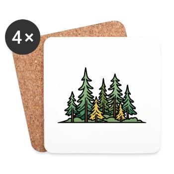 Forêt, Paysage, Arbres, Nature - Dessous de verre (lot de 4) - blanc - Devant