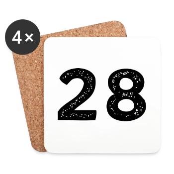 28 Number jersey - Coasters (set of 4) - white - Front