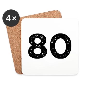 80 Zahl Trikot - Untersetzer (4er-Set) - Weiß - Vorne