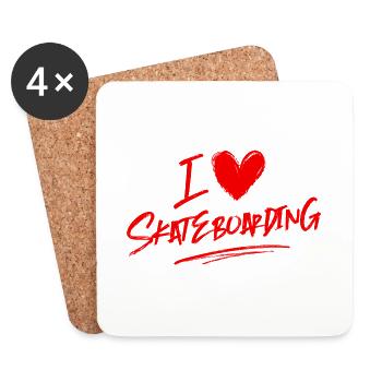 Ich Liebe Skateboard - Untersetzer (4er-Set) - Weiß - Vorne