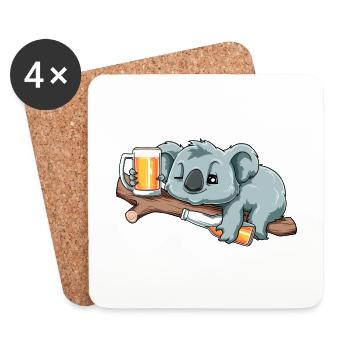 Lustiger Koala trinkt Bier - Untersetzer (4er-Set) - Weiß - Vorne