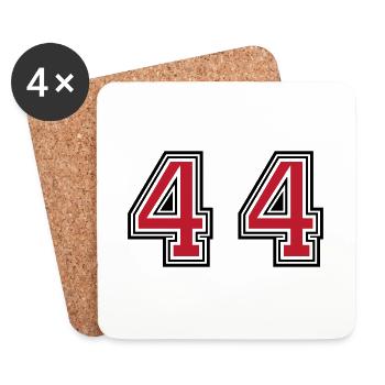 44 symbole numérique - Dessous de verre (lot de 4) - blanc - Devant