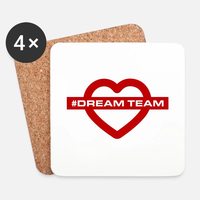 Dream Team Herz Liebe - Untersetzer (4er-Set) - Weiß