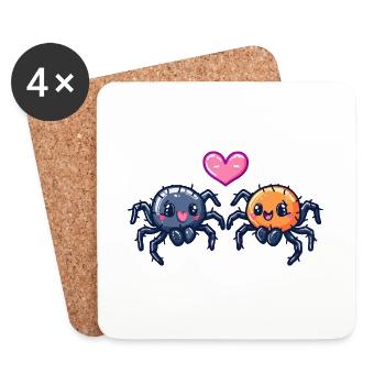 Couple de tarentules Amour Araignée Amoureuse - Dessous de verre (lot de 4) - blanc - Devant