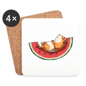 Meerschweinchen Melone für einen - Untersetzer (4er-Set) - Weiß - Vorne