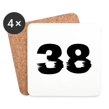 38 Zahl - Untersetzer (4er-Set) - Weiß - Vorne