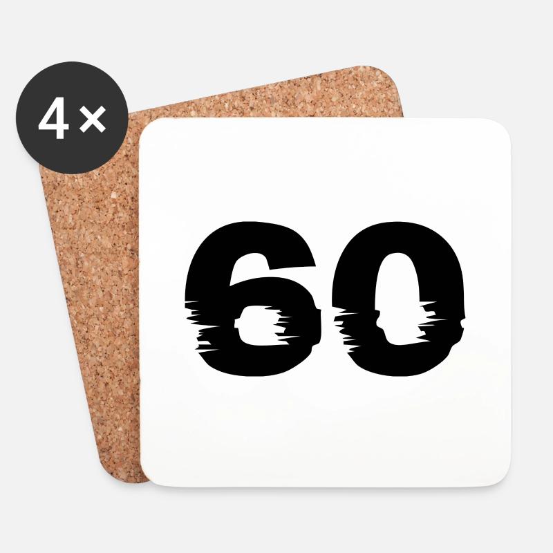 60 Zahl - Untersetzer (4er-Set) - Weiß