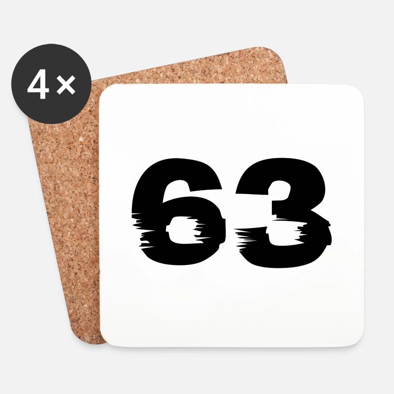 63 Zahl - Untersetzer (4er-Set) - Weiß