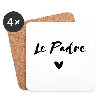 Le Padre avec Coeur - Fête des pères Papa love - Dessous de verre (lot de 4) - blanc - Devant