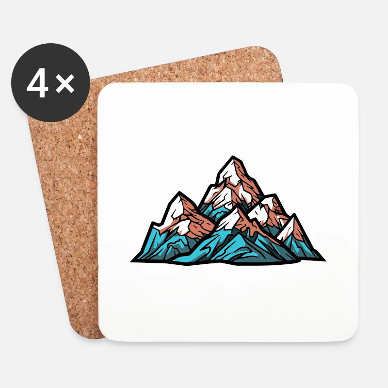Mountains Alpen Symbol - Untersetzer (4er-Set) - Weiß
